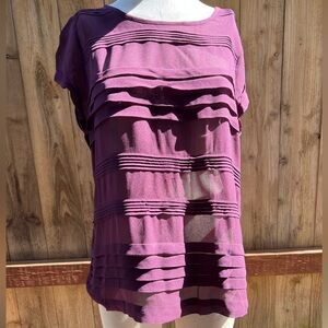 Cute sheer purple short sleeve pop over blouse. Size 8.